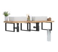Tonture Étagère Murale en Acier et Bois Massif d'acacia pour Meuble lavabo Vasque Salle de Bain Support de Rangement Compact Design Moderne avec Support Mural Robuste pour Toilette WC Douche