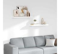 Tonture Étagère Murale Flottante 2 pièces Blanc Brillant 80x23,5x3,8cm MDF Support Support bibliothèque décoration Design Rangement Suspendu pour Salon Chambre Cuisine
