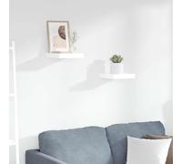 Tonture Étagère Murale Flottante 2 pièces en MDF Blanc Brillant 23x23,5x3,8 cm Support bibliothèque décoration Design Rangement Suspendu pour Salon Chambre Cuisine Bureau