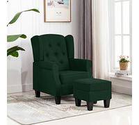 Tonture Fauteuil avec repose-pieds en tissu vert foncé, cadre en bois, fauteuil de relaxation confortable pour salon, chambre à coucher, coin lecture, capacité de charge de 110 kg
