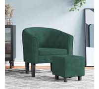 Tonture Fauteuil Cabriolet Vert foncé en Velours avec Repose-Pied, Chaise rembourrée Confortable pour Salon, Chambre, Bureau, Design Moderne scandinave, accoudoir et Dossier Ergonomique