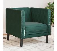 Tonture Fauteuil Chesterfield en velours vert foncé, 71 x 74,5 x 70,5 cm, fauteuil rembourré pour salon, chambre à coucher, fauteuil lounge confortable pour adultes