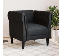 Tonture Fauteuil Chesterfield rembourré en tissu noir de 78,5 cm de large, pour salon, chambre à coucher, fauteuil lounge confortable pour adultes