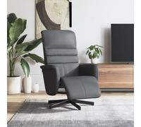 Tonture Fauteuil de relaxation avec repose-pieds en cuir synthétique gris, pivotant à 360°, fonction couchage manuel, confortable, pour salon, chambre à coucher, salle de lecture