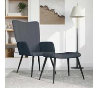 Tonture Fauteuil de relaxation avec tabouret, velours gris foncé, rembourrage confortable, structure en acier stable, design moderne pour salon et chambre à coucher, idéal pour lire