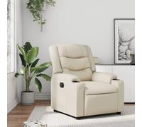 Tonture Fauteuil de relaxation en cuir synthétique crème, fonction allongée manuelle, porte-gobelet, poche latérale, fauteuil de repos confortable pour salon, chambre à coucher, coin lecture