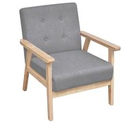 Tonture Fauteuil en tissu gris clair, cadre en bois, 64,5 x 67 x 73,5 cm, charge maximale de 110 kg, fauteuil de salon confortable pour salon, chambre à coucher, coin lecture, siège confortable pour
