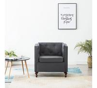 Tonture Fauteuil en tissu gris foncé, cadre en bois robuste, design Chesterfield, 72 x 68 x 70 cm, fauteuil de salon confortable pour salon, chambre à coucher, bureau, assise confortable