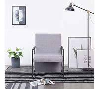 Tonture Fauteuil gris clair avec pieds chromés, 53 x 69 x 73 cm, fauteuil cube moderne en tissu polyester pour salon, chambre à coucher, bureau, fauteuil lounge confortable pour adulte