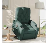Tonture Fauteuil relax avec aide au relèvement, en tissu, vert foncé, chaise longue électrique, réglage manuel, porte-gobelet, pour salon, chambre à coucher, charge maximale de 110 kg