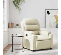 Tonture Fauteuil relax en cuir synthétique crème réglable manuellement confortable avec poche latérale pour salon, chambre à coucher, coin lecture 75 x 92,5 x 100 cm