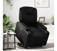 Tonture Fauteuil relax en cuir synthétique noir - Aide au relèvement électrique - Fonction couchage manuel - Porte-gobelet - Pour salon, chambre à coucher - Charge maximale : 110 kg