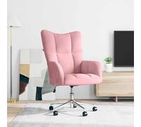 Tonture Fauteuil relax en velours rose, réglable en hauteur, pivotant à 360°, design moderne, rembourrage doux, pour salon, chambre à coucher, bureau, fauteuil de lecture, salon confortable