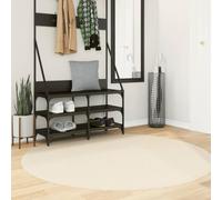 Tonture HUARTE Tapis à poils courts, doux, lavable, crème, diamètre 160 cm, fond antidérapant, en 100 % polyester, pour salon, chambre à coucher, décoration de bureau, certifié Oeko-TEX