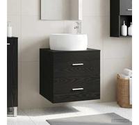 Tonture Lavabo mural en chêne noir avec 2 tiroirs, meuble de salle de bain 49,5 x 44,5 x 66 cm, meuble sous lavabo avec espace de rangement, étagère pratique, étagère de salle de bain moderne