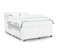 Tonture Lit à sommier tapissier avec matelas, blanc, 140 x 200 cm, cuir synthétique, ressorts ensachés, avec surmatelas, cadre de lit stable pour chambre à coucher