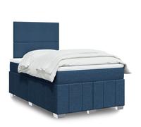Tonture Lit à sommier tapissier avec matelas, bleu, 120 x 200 cm, housse en tissu, tête de lit réglable en hauteur, éclairage LED, surmatelas confortable, meuble de chambre à coucher moderne