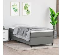 Tonture Lit à sommier tapissier avec matelas, gris foncé, 90 x 190 cm, housse en tissu, ressorts ensachés, matériau du bois, pour un sommeil réparateur