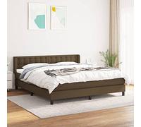 Tonture Lit à sommier tapissier avec matelas, marron foncé, 160 x 200 cm, housse en tissu, tête de lit réglable, ressorts ensachés, soutien moyennement ferme, pour un sommeil réparateur