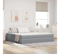 Tonture Lit de rangement, avec matelas, gris clair, 200 x 200 cm, en polyester, cadre en métal, élévateur hydraulique, espace de rangement, meuble de chambre moderne pour 2 personnes