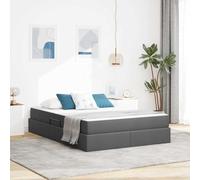 Tonture Lit de rangement avec matelas, gris foncé, 140 x 190 cm, cadre en métal, élévateur hydraulique, espace de rangement, meuble de chambre moderne, polyester, lit double