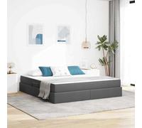 Tonture Lit de rangement avec matelas, gris foncé, 180 x 200 cm, avec élévateur hydraulique, cadre en métal, meuble de chambre moderne