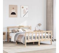 Tonture Lit en bois massif 120 x 190 cm en pin non traité, avec têtes de lit, étagères, lattes de contreplaqué, autoportant, cadre de lit robuste pour chambre à coucher