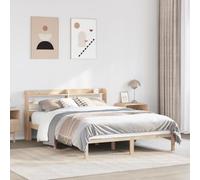 Tonture Lit en bois massif 150 x 200 cm en bois de pin non traité avec sommier à lattes, cadre de lit autoportant avec espace de rangement, meuble de chambre à coucher