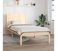 Tonture Lit en bois massif 75 x 190 cm - Cadre de lit avec sommier à lattes et tête de lit - Lit simple robuste pour chambre à coucher - Bois non traité - 2FT6 - Petit simple