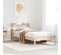 Tonture Lit en bois massif 75 x 190 cm en pin non traité, avec têtes de lit, étagères, lattes de contreplaqué, stable, autoportant, pour chambre à coucher, meuble moderne