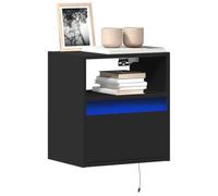 Tonture Lot de 2 armoires murales avec éclairage LED - Noir - 41 x 31 x 45 cm - Meuble de salon moderne pour électronique grand public