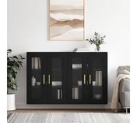 Tonture Lot de 2 armoires murales en bois noir avec portes en verre pour salon, couloir, salle à manger, espace de rangement polyvalent 69,5 x 34 x 90 cm