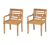 Tonture Lot de 2 chaises Batavia en teck massif finement poli, 55 x 51,5 x 84 cm, résistantes aux intempéries, pour jardin, terrasse, balcon et salle à manger