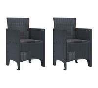 Tonture Lot de 2 chaises de jardin anthracite 53 x 49 x 85 cm, aspect rotin polypropylène, résistantes aux UV, imperméables, pour jardin, terrasse et balcon