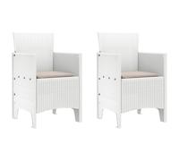 Tonture Lot de 2 chaises de jardin blanches 53 x 49 x 85 cm, en polypropylène résistant aux UV, aspect rotin, imperméables, pour jardin, terrasse et balcon, robustes et faciles d'entretien