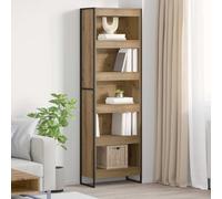 Tonture Lot de 2 étagères à livres en chêne artisanal, 80 x 30 x 155 cm, design industriel, pieds en acier robuste, bibliothèque ouverte pour salon, bureau, couloir