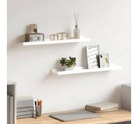 Tonture Lot de 2 étagères murales blanches en MDF - 60 x 9 x 3 cm - Design en forme de U avec bord avant pour un rangement et une décoration peu encombrant dans le salon, la chambre à coucher, la