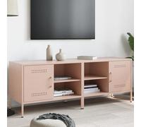 Tonture Lot de 2 meubles TV en acier rose, 68 x 39 x 50,5 cm, style industriel, meubles de salon robustes, grand espace de rangement pour médias et livres