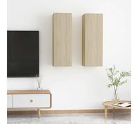 Tonture Lot de 2 meubles TV en chêne Sonoma - 30,5 x 30 x 90 cm - À suspendre - Meuble de salon moderne - Console TV robuste pour le rangement des médias