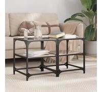 Tonture Lot de 2 tables basses avec plateaux en verre - Noir - 40 x 40 x 45 cm - Structure en acier - Design moderne pour le salon - Table d'appoint robuste - Étagère élégante pour la maison