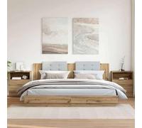 Tonture Lot de 2 tables de chevet en bois de chêne artisanal, 50 x 32 x 60 cm, espace de rangement spacieux avec tiroirs, meubles de chambre modernes