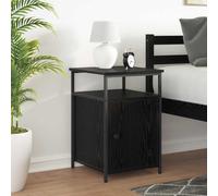Tonture Lot de 2 tables de chevet en bois de chêne noir, 40 x 42 x 60 cm, avec porte à charnière, pieds en acier, meuble de chambre moderne, pour lit et canapé