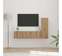 Tonture Lot de 3 meubles TV muraux en bois de chêne artisanal, meubles de salon modernes, rangement pour médias pour électronique grand public, durable