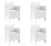 Tonture Lot de 4 chaises de jardin blanches 53 x 49 x 85 cm, en plastique polypropylène, résistantes aux UV, imperméables, aspect rotin, pour jardin, terrasse, balcon
