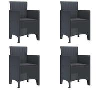 Tonture Lot de 4 chaises de jardin en polypropylène - Anthracite - 53 x 49 x 85 cm - Résistant aux UV - Imperméables - Aspect rotin - Pour jardin, terrasse, balcon