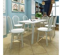 Tonture Lot de 6 chaises de salle à manger - En bois massif d'hévéa - Design classique pour la cuisine - Chaises en bois stables avec dossier arrondi - Assise confortable