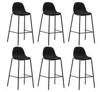 Tonture Lot de 6 tabourets de bar en tissu noir, design moderne, pieds en métal, chaise de cuisine avec dossier, pour salle à manger, comptoir, île, chaises de bar confortables pour la maison