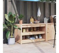 Tonture MEPPEL Armoire de cuisine d'extérieur en pin massif 106 x 55 x 64 cm avec espace de rangement et plan de travail pour cuisine de jardin et salle à manger, armoire d'appoint polyvalente avec