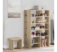 Tonture Meuble à Chaussures 2 pièces en Bois d'ingénierie, 62 x 35 x 100 cm, étagère modulable avec Tabouret, Rangement optimisé pour Baskets, Bottes, Chaussons dans entrée ou Chambre