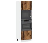 Tonture Meuble à Micro-Ondes Lyon Bois Ancien 60 x 57 x 207 cm Bois d'ingénierie pour Cuisine Rangement avec Portes modulables et Grand Espace de Stockage